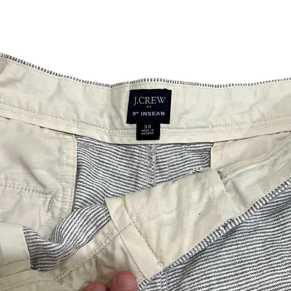 J. Crew Gramercy Linen Blend Shorts Mens 35 Gray Striped 9